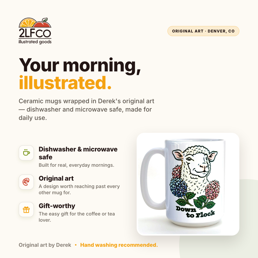 Lamb Mug — illustrated by Two Little Fruits, made in Denver