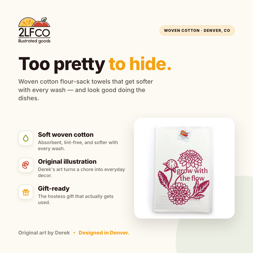 Dahlia Tea Towel — illustrated by Two Little Fruits, made in Denver