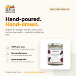 Dark Dahlia Soy Candle — Citrus, Musk & Floral — illustrated by Two Little Fruits, made in Denver
