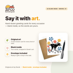 A2 Dog Greeting Card — illustrated by Two Little Fruits, made in Denver