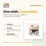 Dog Swedish Dishcloth — Eco-Friendly Reusable Paper Towel Alternative — illustrated by Two Little Fruits, designed in Denver
