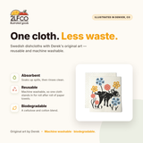 Dog Swedish Dishcloth — Eco-Friendly Reusable Paper Towel Alternative — illustrated by Two Little Fruits, designed in Denver