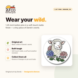 Down To Flock Cute Lamb Button Pin — illustrated by Two Little Fruits, made in Denver
