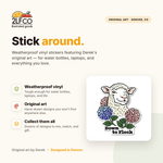 Down-to-Flock Lamb Vinyl Sticker — illustrated by Two Little Fruits, made in Denver
