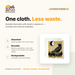 Moon Crow Swedish Dishcloth — illustrated by Two Little Fruits, designed in Denver