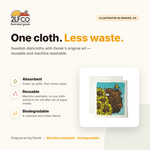 Bison Swedish Dishcloth — Eco-Friendly Reusable Cleaning Cloth — illustrated by Two Little Fruits, designed in Denver