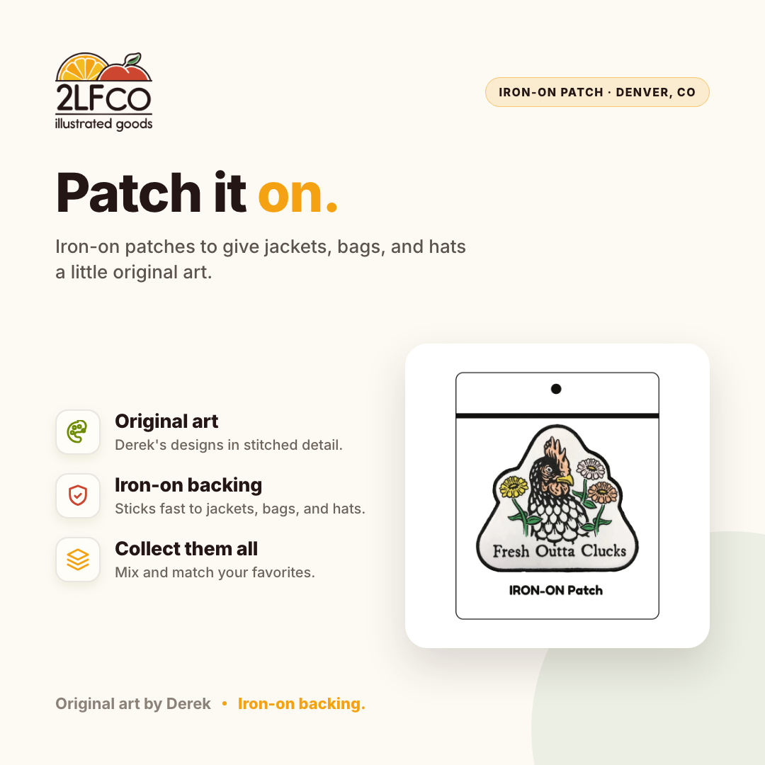 Chicken Woven Patch — illustrated by Two Little Fruits, made in Denver