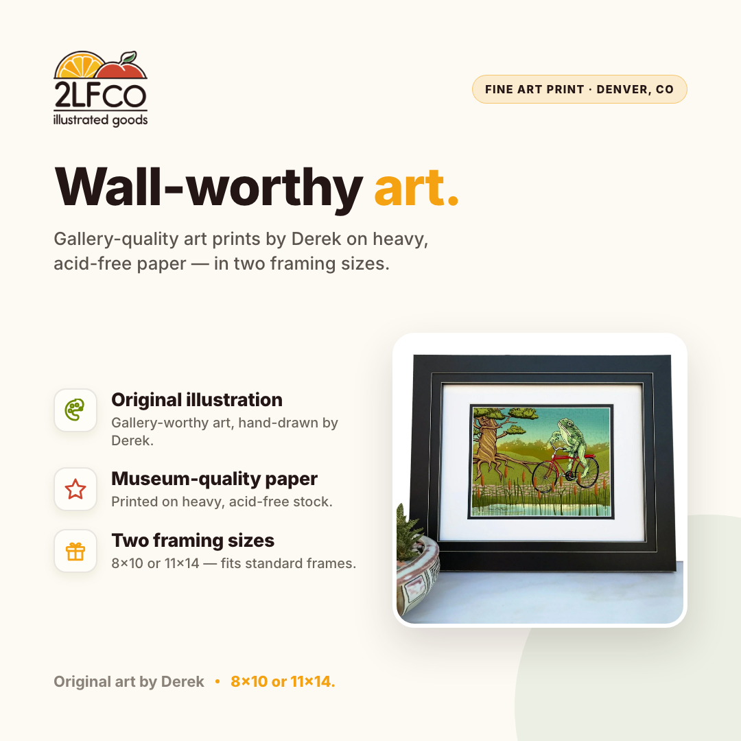 Frog Wall Art Print — illustrated by Two Little Fruits, made in Denver
