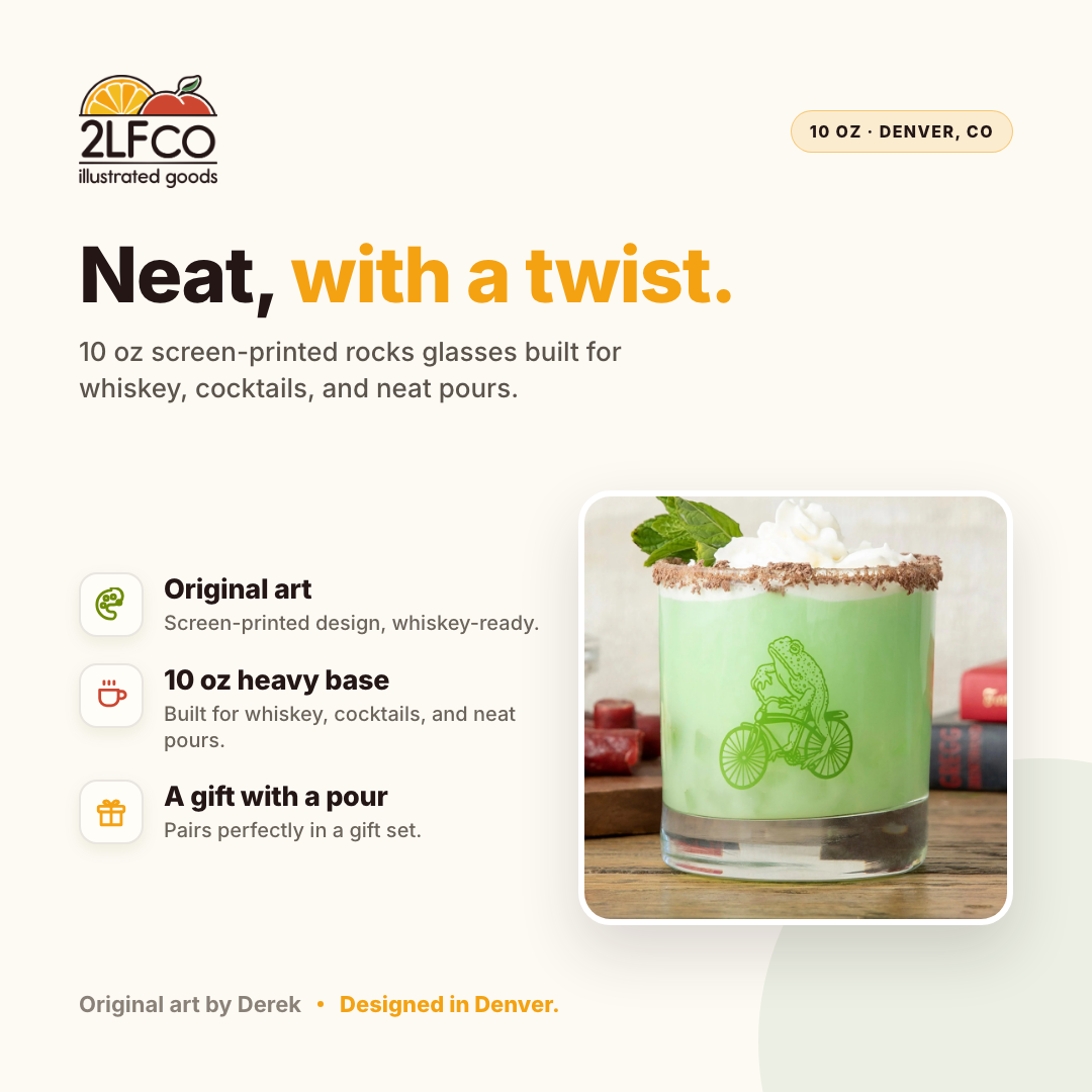 Frog Rocks Glass — illustrated by Two Little Fruits, made in Denver