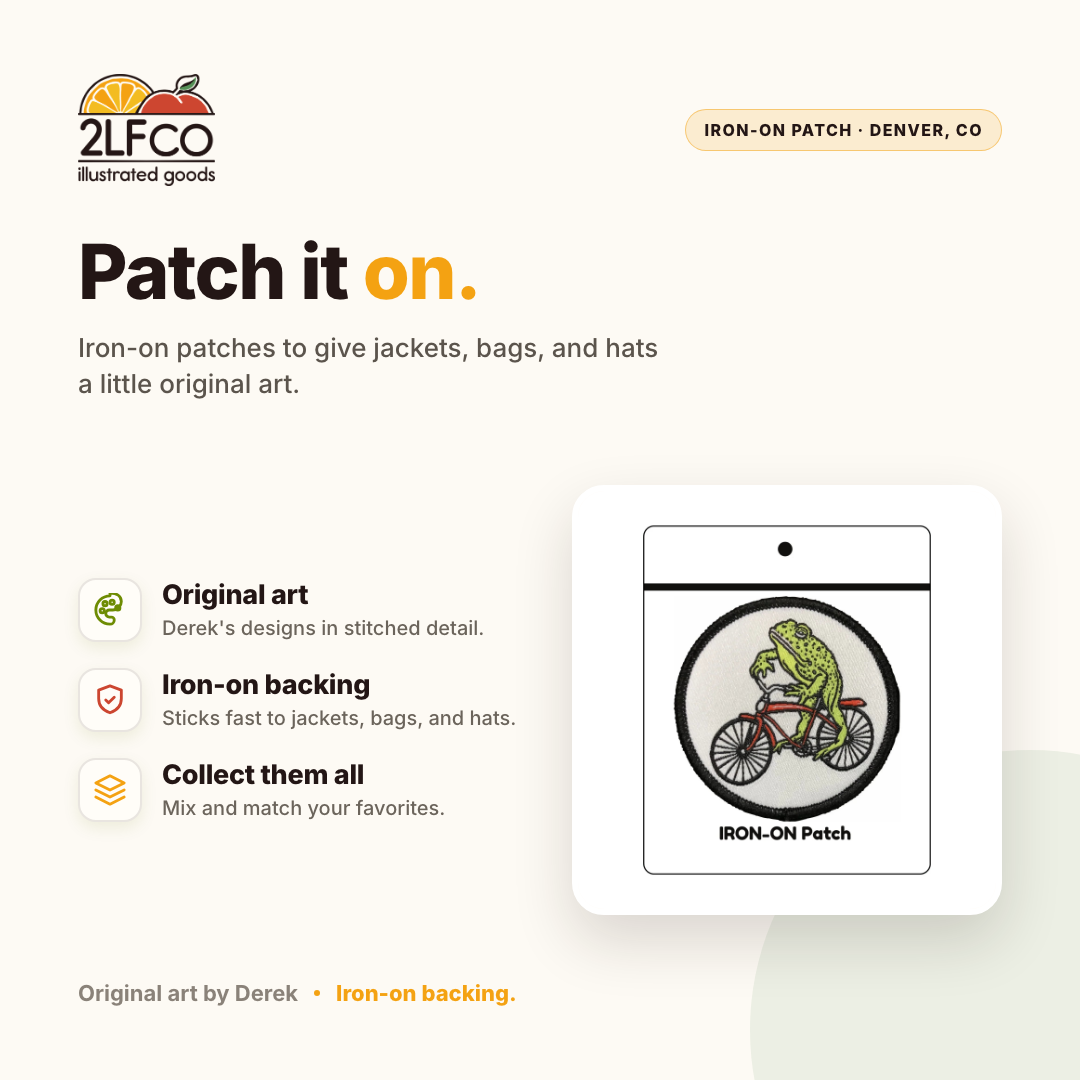Frog Woven Patch — illustrated by Two Little Fruits, made in Denver