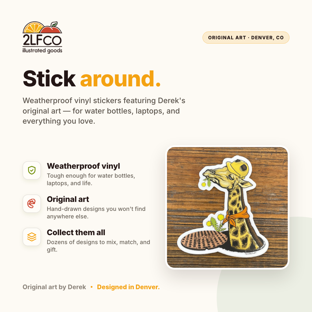 Animal Vinyl Sticker — illustrated by Two Little Fruits, made in Denver