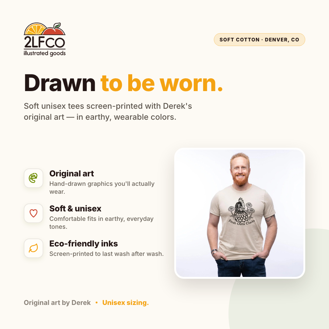 Chicken Shirt - Ultra-Soft Unisex T-Shirt — illustrated by Two Little Fruits, made in Denver