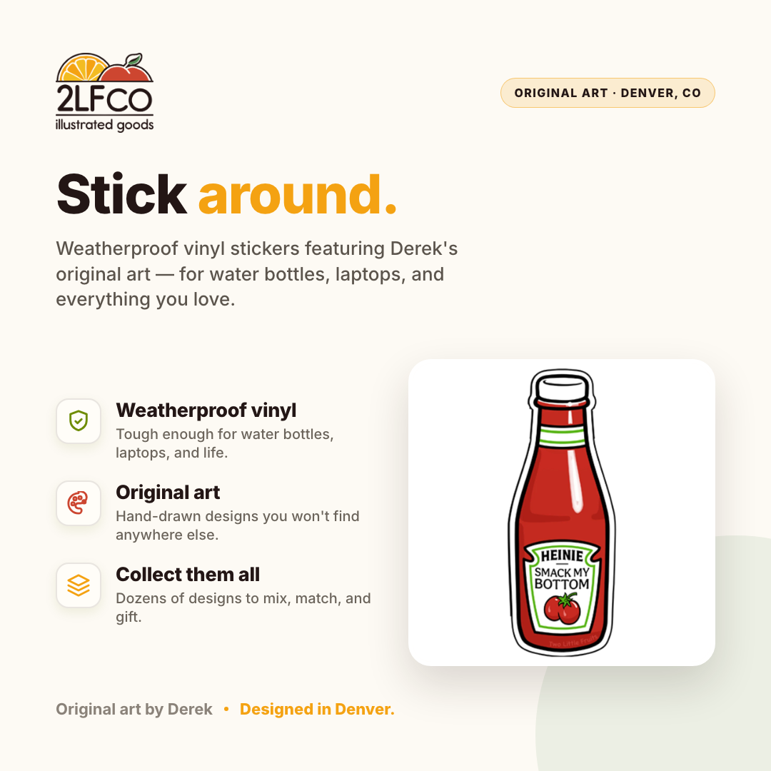 Ketchup Vinyl Sticker — illustrated by Two Little Fruits, made in Denver