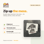 Stay Trashy Raccoon Zipper Pouch — illustrated by Two Little Fruits, made in Denver