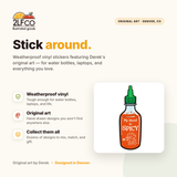 Spicy Sriracha Vinyl Sticker — illustrated by Two Little Fruits, made in Denver