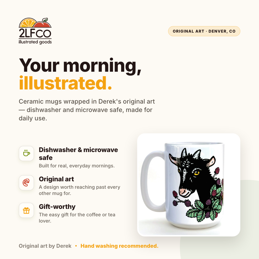 Goat Heavy-Duty Mug — illustrated by Two Little Fruits, made in Denver