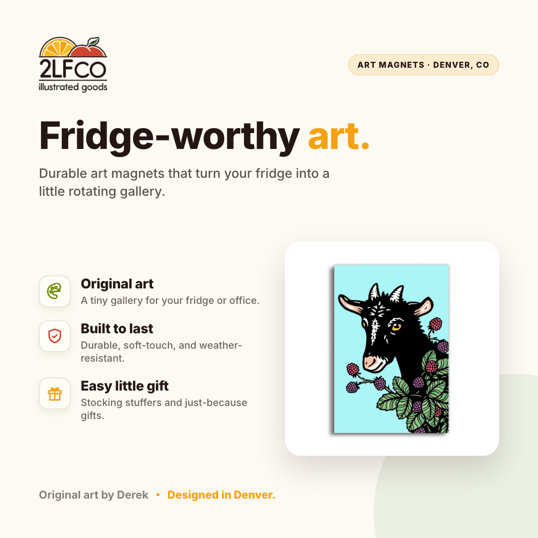 Goat Fridge Magnet — illustrated by Two Little Fruits, made in Denver