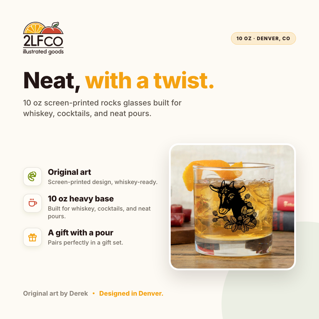 Goat Rocks Glass — illustrated by Two Little Fruits, made in Denver