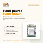 Green Olive Soy Candle — Bergamot & Rosemary — illustrated by Two Little Fruits, made in Denver