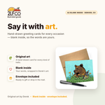 Grizzly Bear & Quail Greeting Card — illustrated by Two Little Fruits, made in Denver