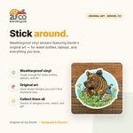 Grizzly Bear Vinyl Sticker — illustrated by Two Little Fruits, made in Denver