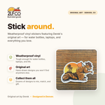 Squirrel Vinyl Sticker — illustrated by Two Little Fruits, made in Denver
