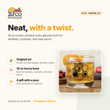 Honeybee Rocks Glass — illustrated by Two Little Fruits, made in Denver
