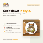 Horned Owl Coaster — illustrated by Two Little Fruits, made in Denver