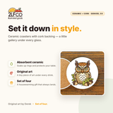 Horned Owl Coaster — illustrated by Two Little Fruits, made in Denver
