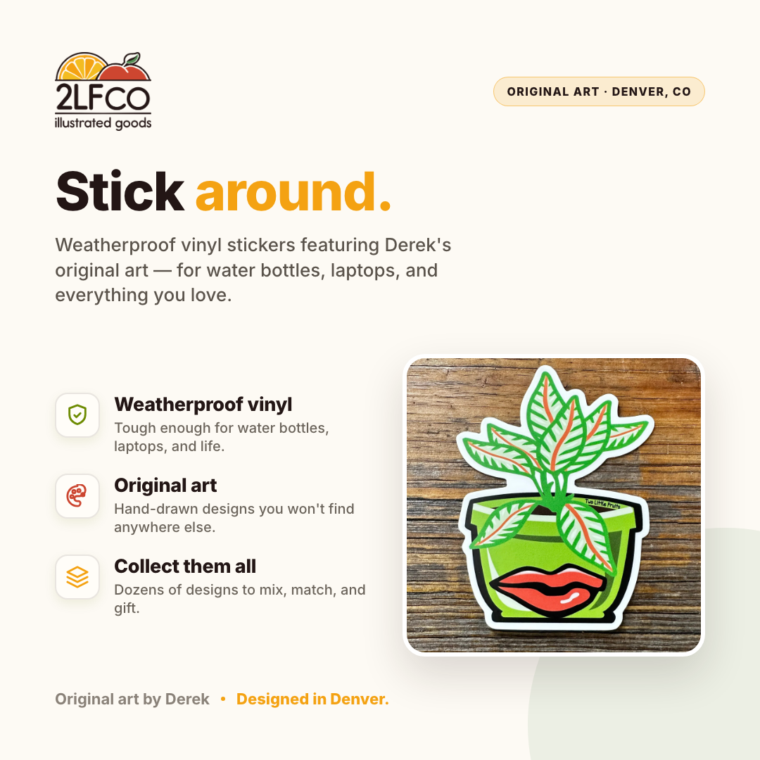 House Plant Vinyl Sticker — illustrated by Two Little Fruits, made in Denver