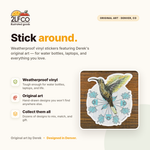 Hummingbird Vinyl Sticker — illustrated by Two Little Fruits, made in Denver