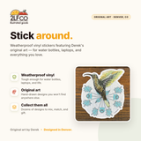 Hummingbird Vinyl Sticker — illustrated by Two Little Fruits, made in Denver