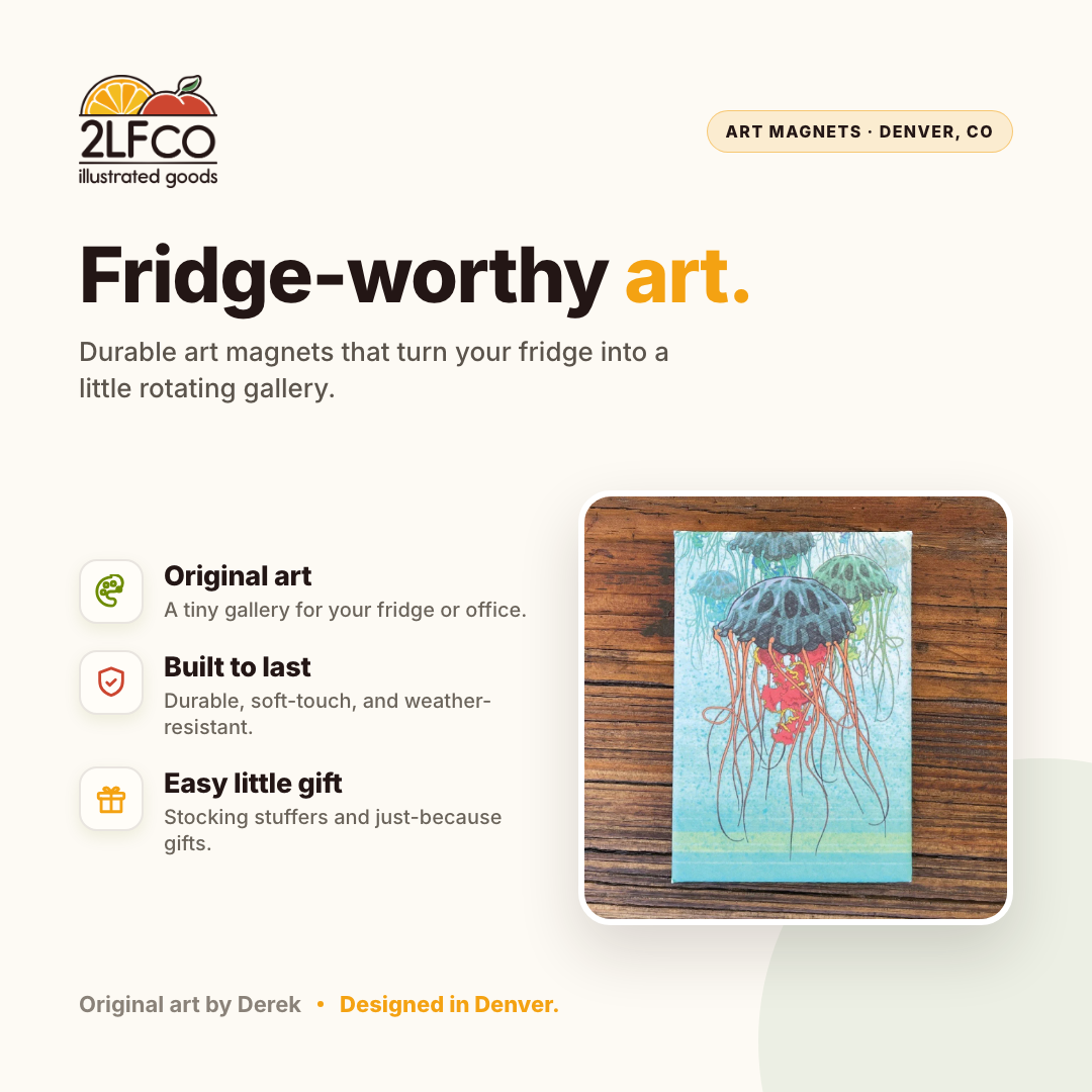 Jellyfish Fridge Magnet — illustrated by Two Little Fruits, made in Denver