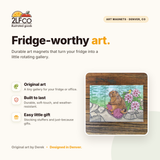 Knitting Marmot Fridge Magnet — illustrated by Two Little Fruits, made in Denver