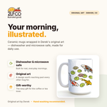 Koi Fish Coffee Mug — Hand-Illustrated 15oz Ceramic — illustrated by Two Little Fruits, made in Denver
