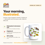 Koi Fish Coffee Mug — Hand-Illustrated 15oz Ceramic — illustrated by Two Little Fruits, made in Denver