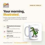 Later Gaytor Alligator Mug — Funny LGBTQ 15oz Ceramic — illustrated by Two Little Fruits, made in Denver