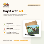 Texas Longhorn Greeting Card — illustrated by Two Little Fruits, made in Denver