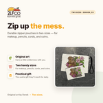 Marmot Small Cosmetic Bag Zipper Pouch — illustrated by Two Little Fruits, made in Denver