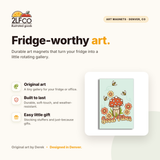 Good Vibes Mushroom Fridge Magnet — illustrated by Two Little Fruits, made in Denver
