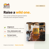 Nature And Shit Beer Pint Glass — illustrated by Two Little Fruits, made in Denver