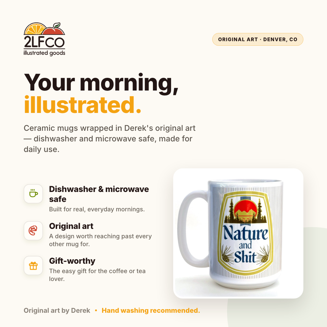 Nature Heavy-Duty Mug — illustrated by Two Little Fruits, made in Denver