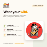Opossum Button Pin — illustrated by Two Little Fruits, made in Denver