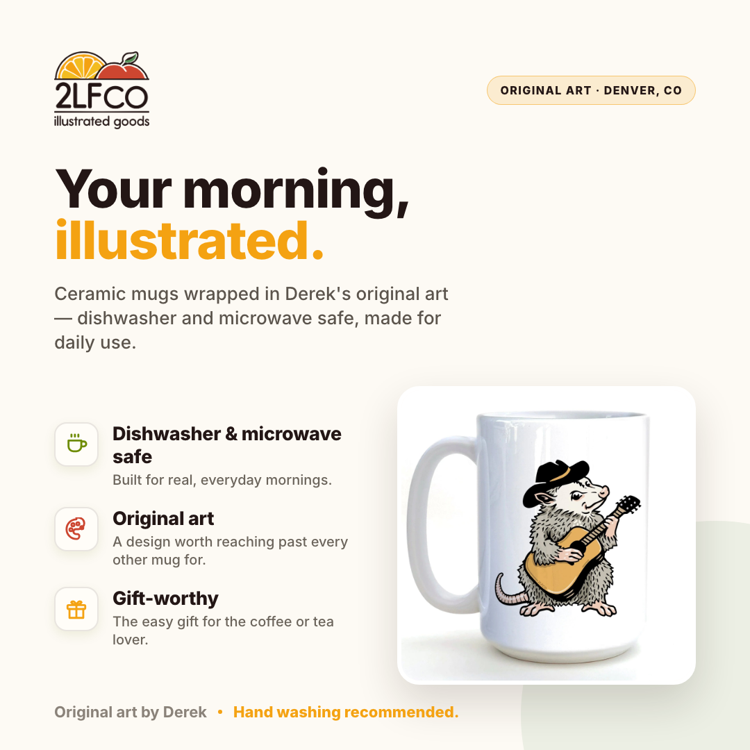 OPOSSUM Mug — illustrated by Two Little Fruits, made in Denver