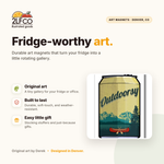 Outdoorsy Canoe Beer Can Fridge Magnet — illustrated by Two Little Fruits, made in Denver