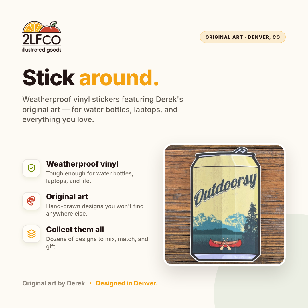Vintage Beer Can Vinyl Sticker — illustrated by Two Little Fruits, made in Denver