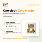 Owl Swedish Dishcloth — illustrated by Two Little Fruits, made in Denver