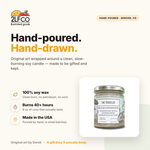 The Traveler Soy Candle — Patchouli & Woody Camphor — illustrated by Two Little Fruits, made in Denver