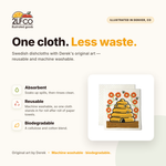 Honeybee Swedish Dishcloth — Eco-Friendly Reusable Paper Towel Alternative — illustrated by Two Little Fruits, designed in Denver