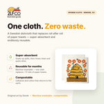 Honeybee Swedish Dishcloth — Eco-Friendly Reusable Paper Towel Alternative — illustrated by Two Little Fruits, made in Denver